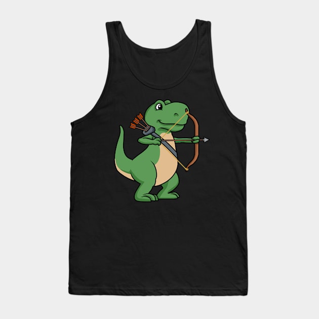 Dinosaur Archery Gift Kids Bow Hunting Archery Gift T Rex Tank Top by PomegranatePower